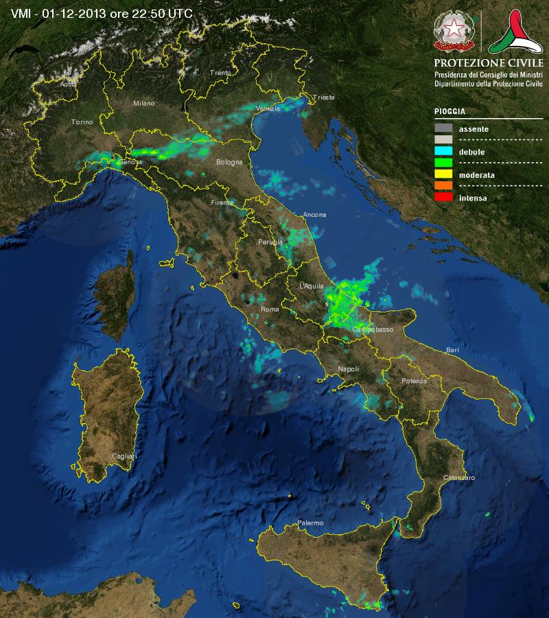 Immagine RADAR Italia - 02.12.13 ore 00:00 circa